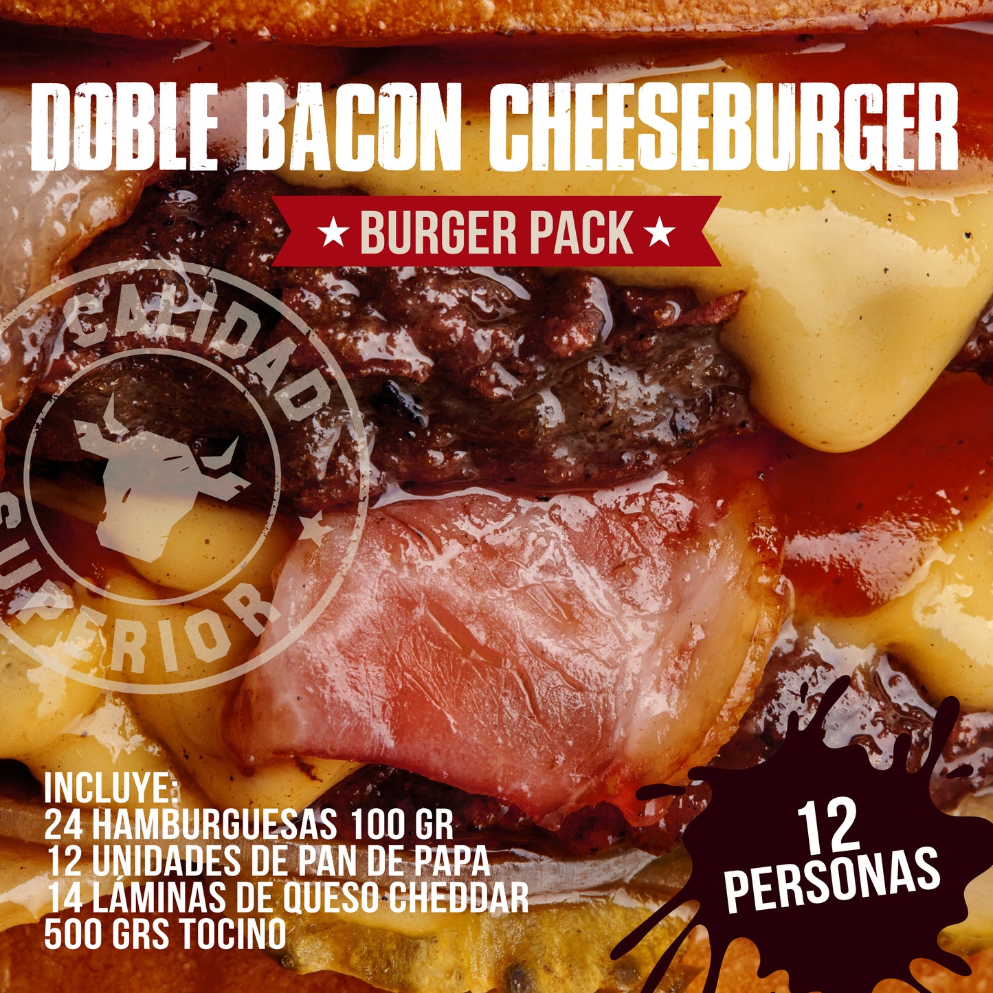 PACK DOBLE BACON-CHEESEBURGER 🍔🧀🥓 | 12 personas